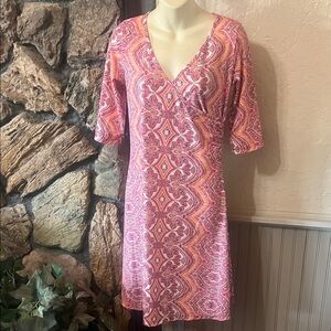 Prana Pink and Orange Patterned Top